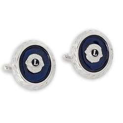 Silver Tone/Blue Cufflinks